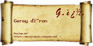 Gerey Áron névjegykártya